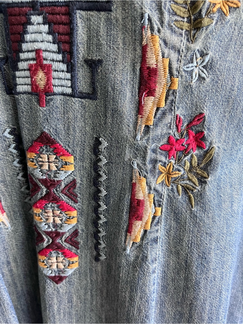 Stetson Embroidered Denim Shirt Dress Western - Picture 7 of 12